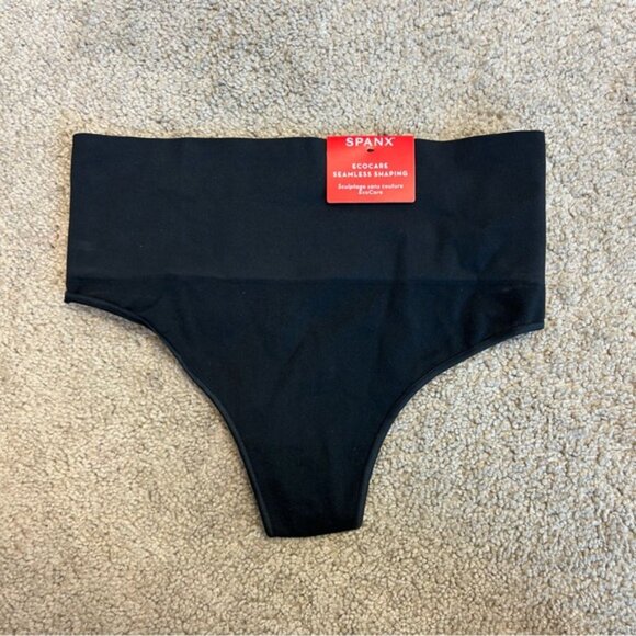 Spanx Ecocare thong black underwear panties Sz XS NWT - Picture 2 of 11